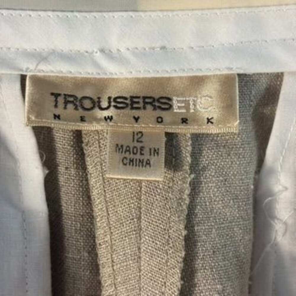 Trouser Etc New York Beige/Tan Linen Pleated Shorts Size 12 - Picture 3 of 7